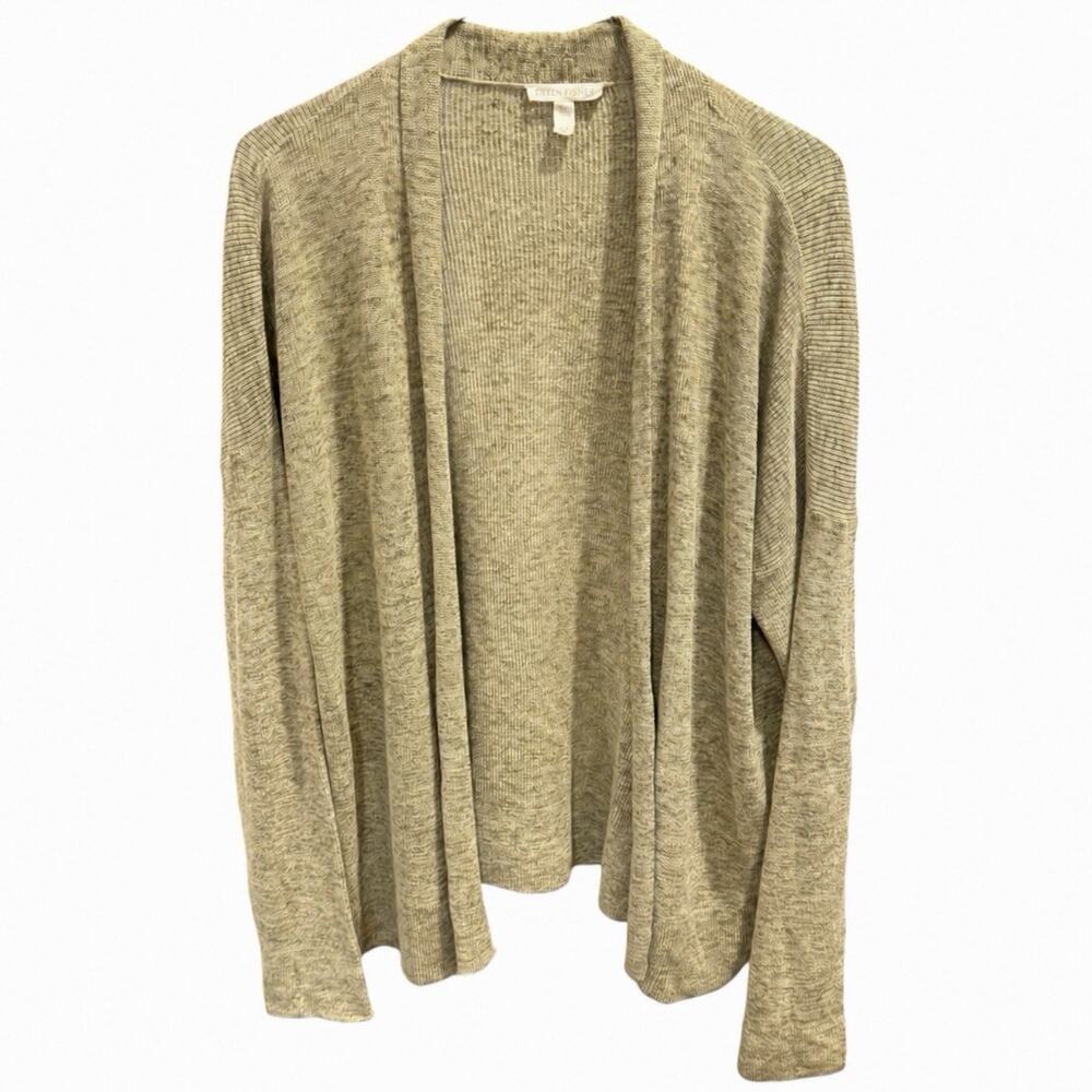 Eileen Fisher Organic Cotton Open Front Cardigan Size Small Heather Sage Green